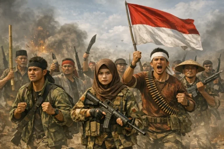 Ilustrasi. Masyarakat Indonesia siap berperang membela NKRI.